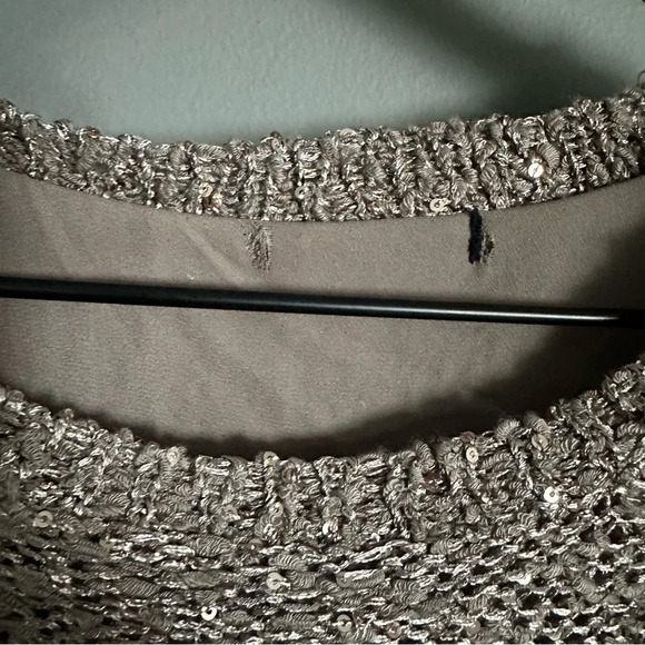 Apt 9 Sequin Asymetrical TAUPE SPARKLE SWEATER NO SIZE TAG - Picture 4 of 9
